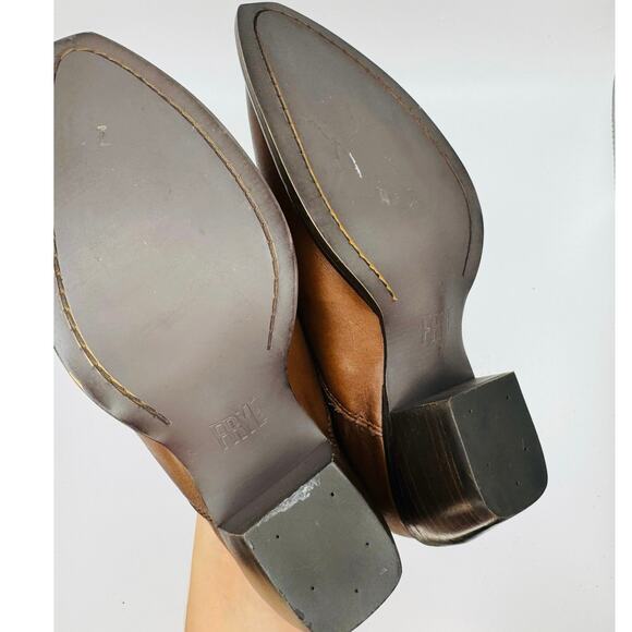 Frye Sacha Mule Western Brown Leather Slip-On Bootie Size 7 Cowboy Western Mule - Picture 6 of 11